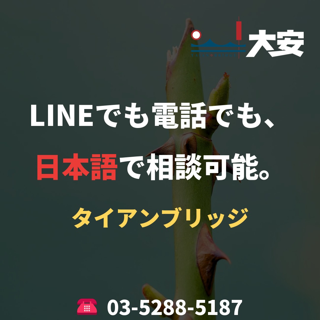 LINEでも電話でも、日本語で相談可能。|タイアンブリッジ