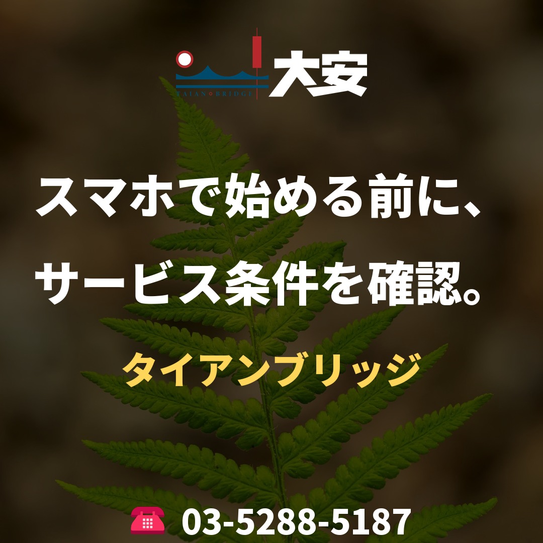 スマホで始める前に、サービス条件を確認。｜タイアンブリッジ