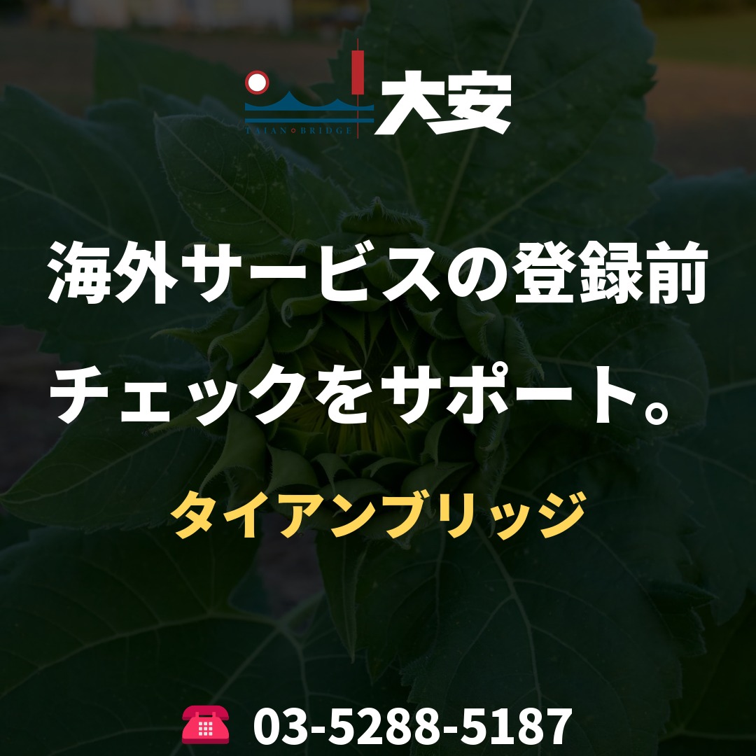 海外サービスの登録前チェックをサポート。｜タイアンブリッジ