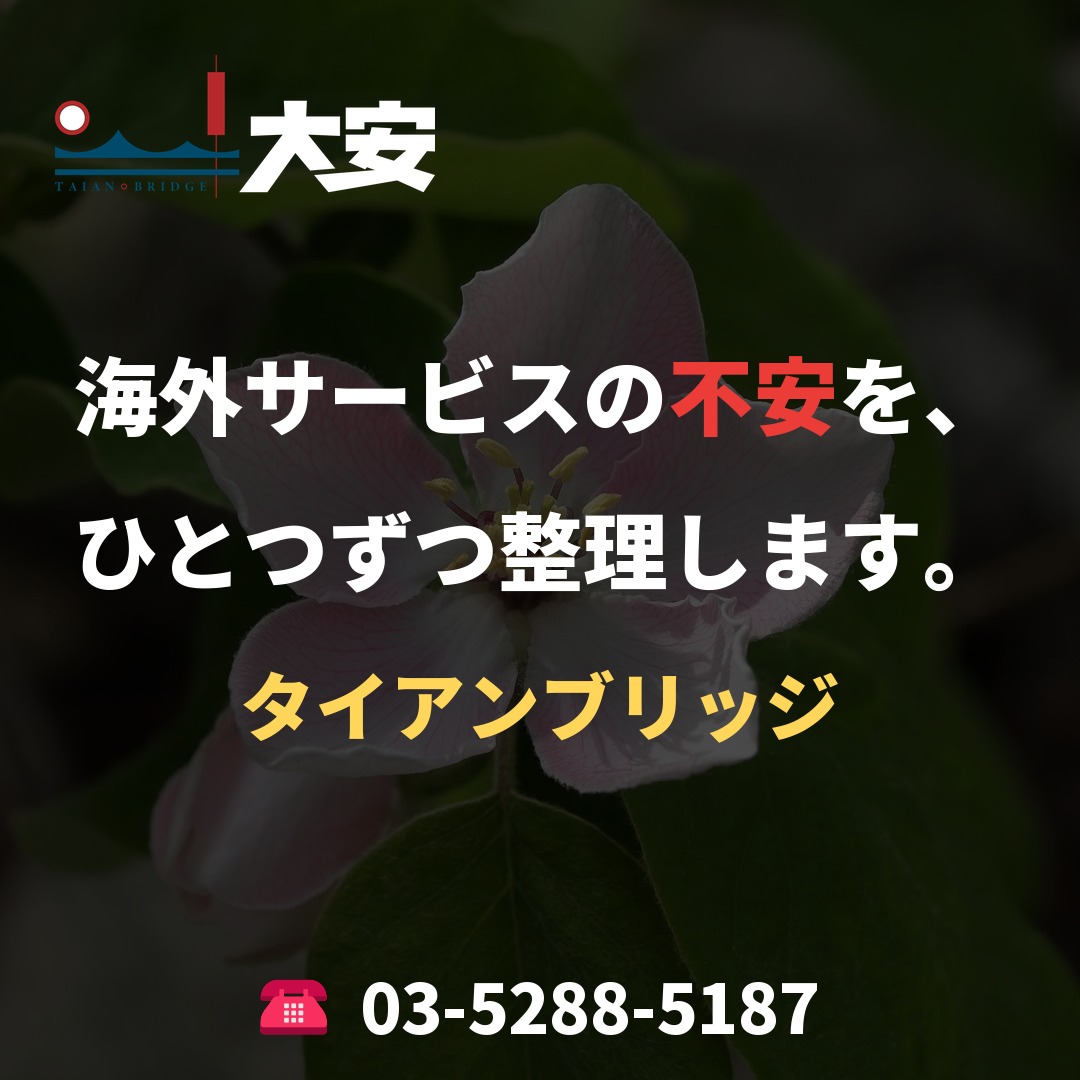 海外サービスの不安を、ひとつずつ整理します。｜タイアンブリッジ