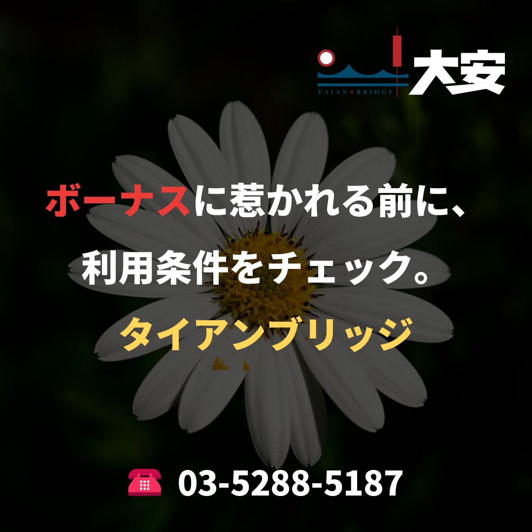 ボーナスに惹かれる前に、利用条件をチェック。|タイアンブリッジ