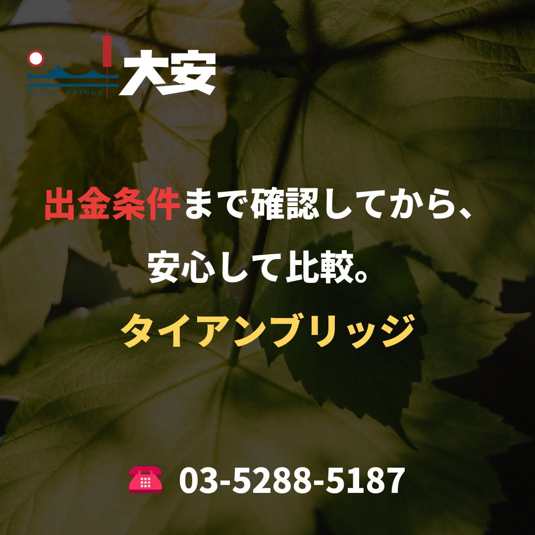 出金条件まで確認してから、安心して比較。｜タイアンブリッジ