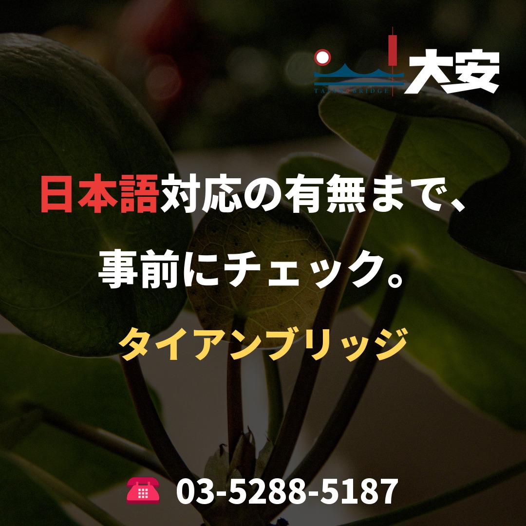 日本語対応の有無まで、事前にチェック。｜タイアンブリッジ