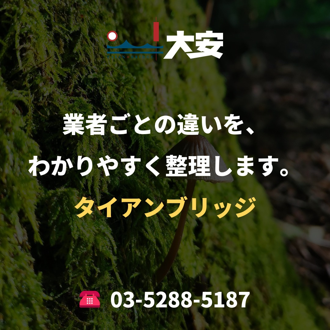 業者ごとの違いを、わかりやすく整理します。｜タイアンブリッジ