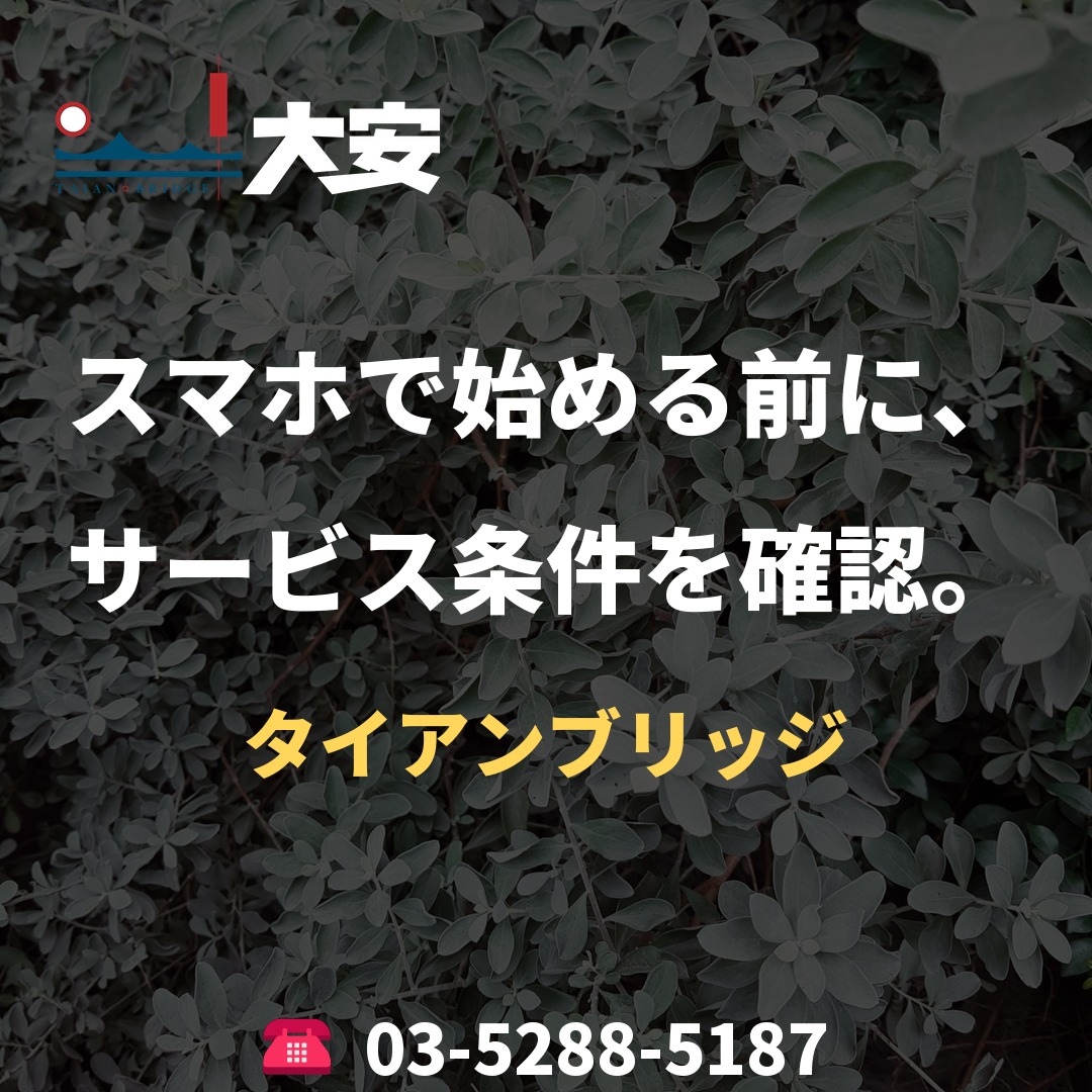 スマホで始める前に、サービス条件を確認。｜タイアンブリッジ