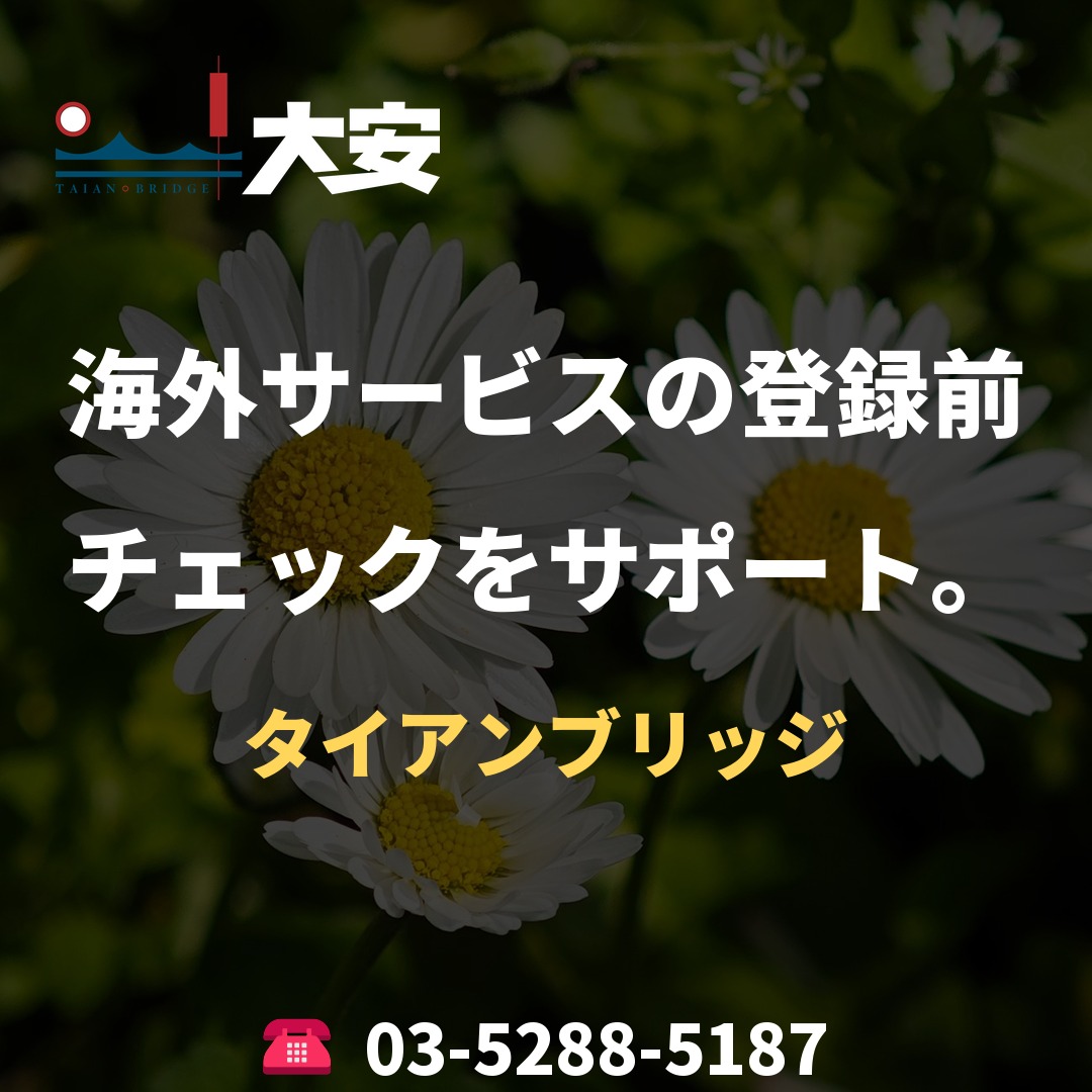 海外サービスの登録前チェックをサポート。｜タイアンブリッジ