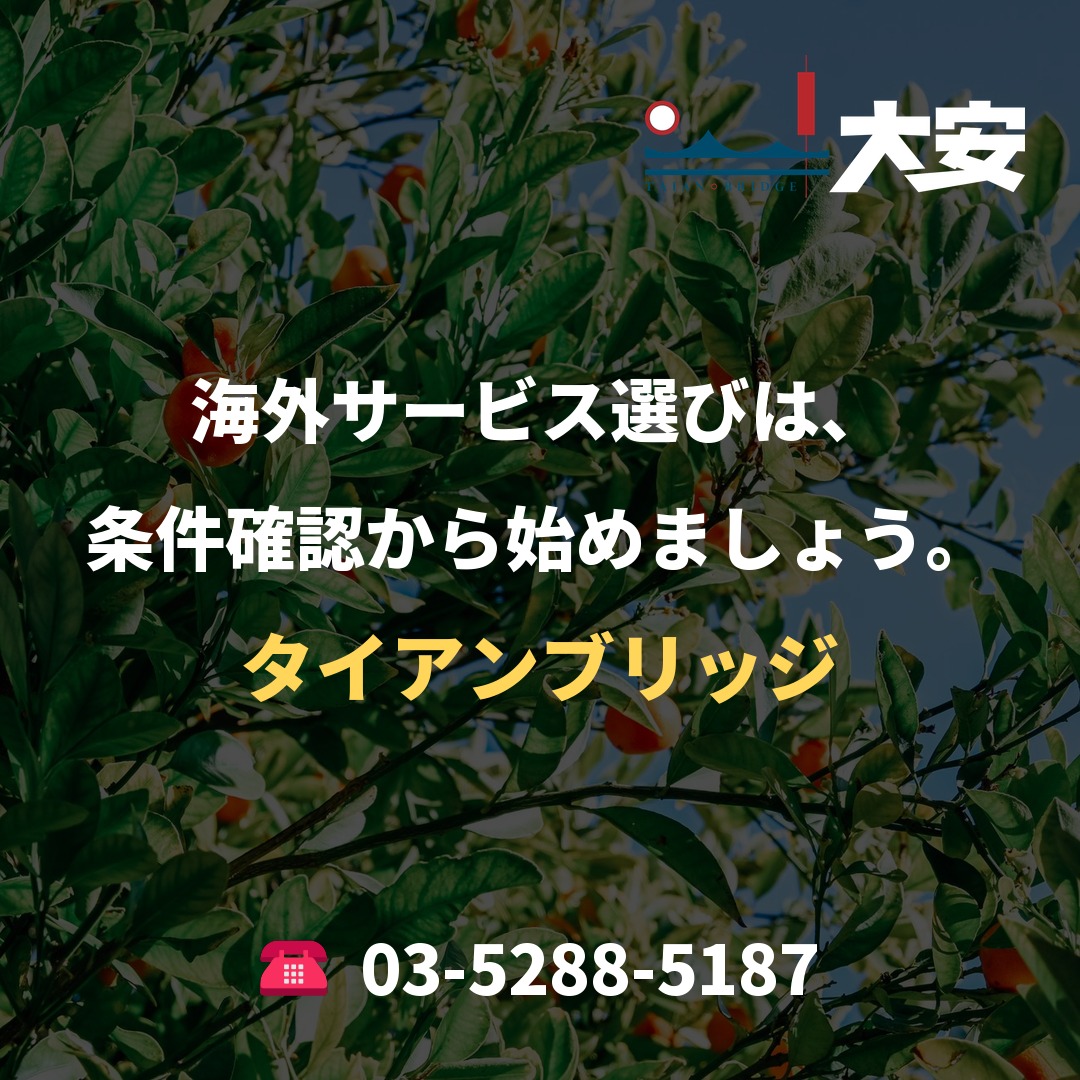 海外サービス選びは、条件確認から始めましょう。|タイアンブリッジ