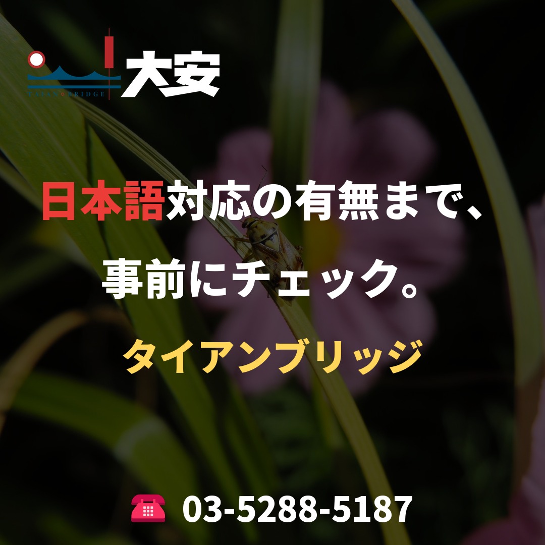 日本語対応の有無まで、事前にチェック。｜タイアンブリッジ