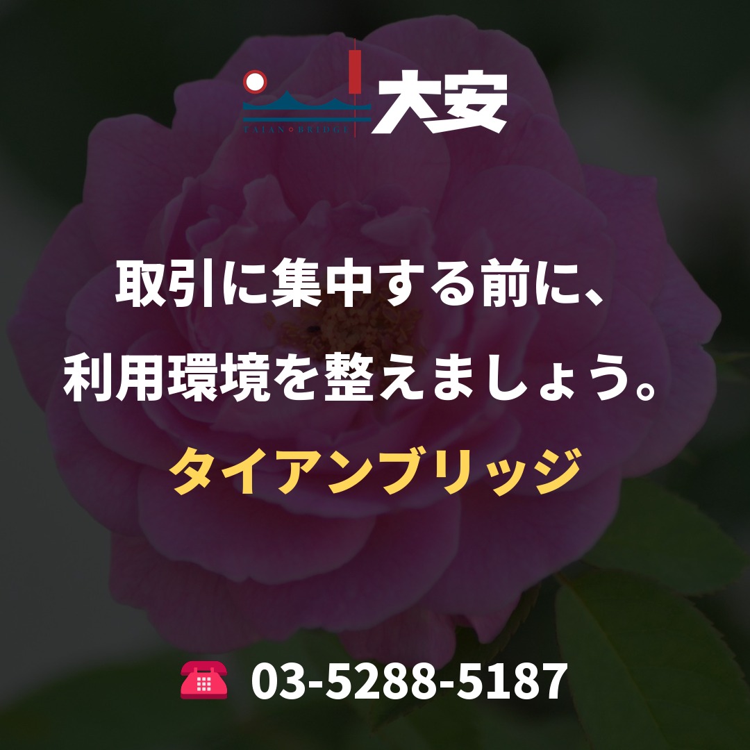 取引に集中する前に、利用環境を整えましょう。|タイアンブリッジ