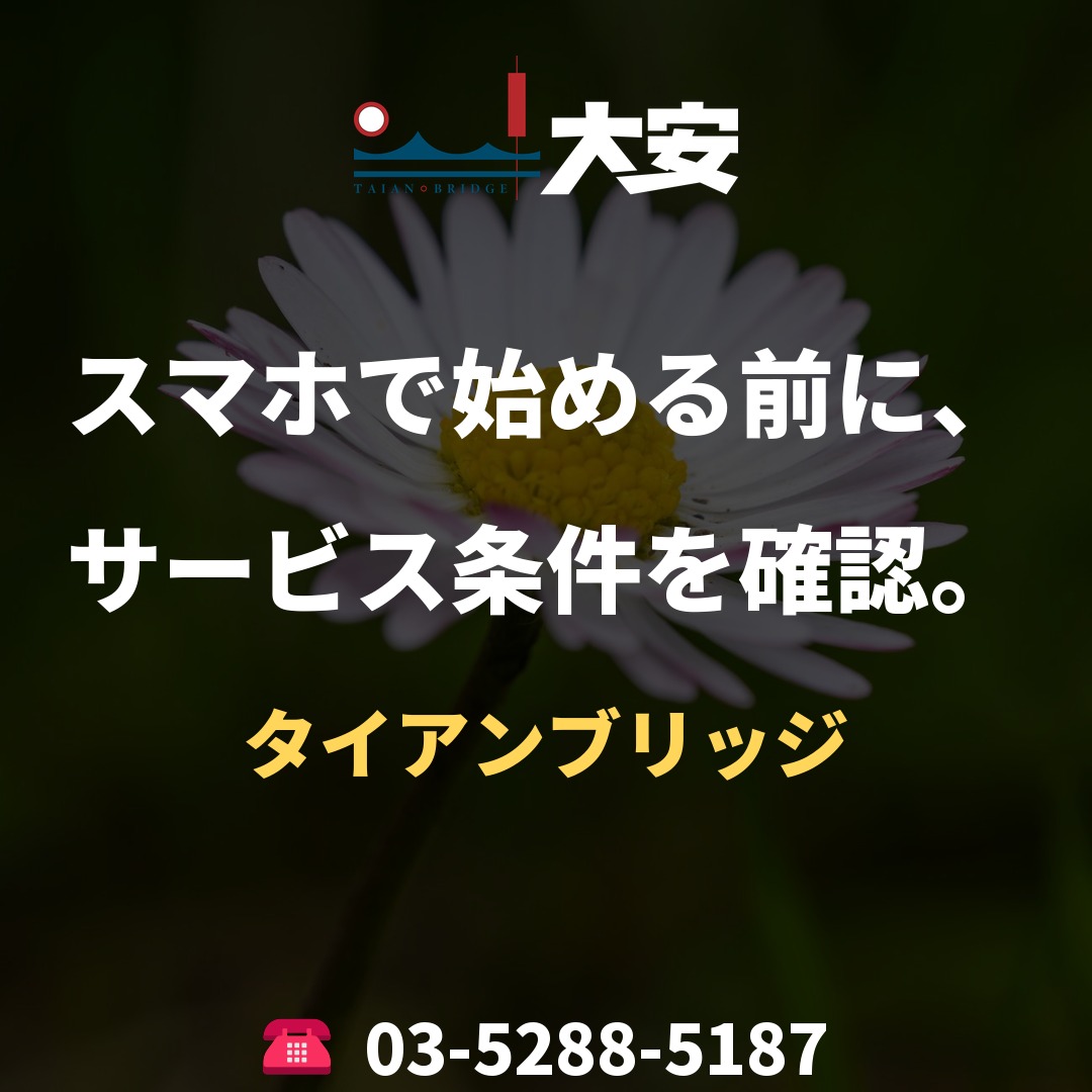 スマホで始める前に、サービス条件を確認。｜タイアンブリッジ