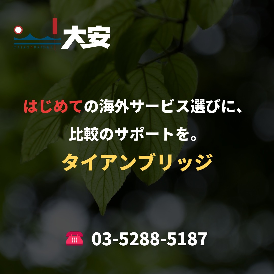 はじめての海外サービス選びに、比較のサポートを。｜タイアンブリッジ