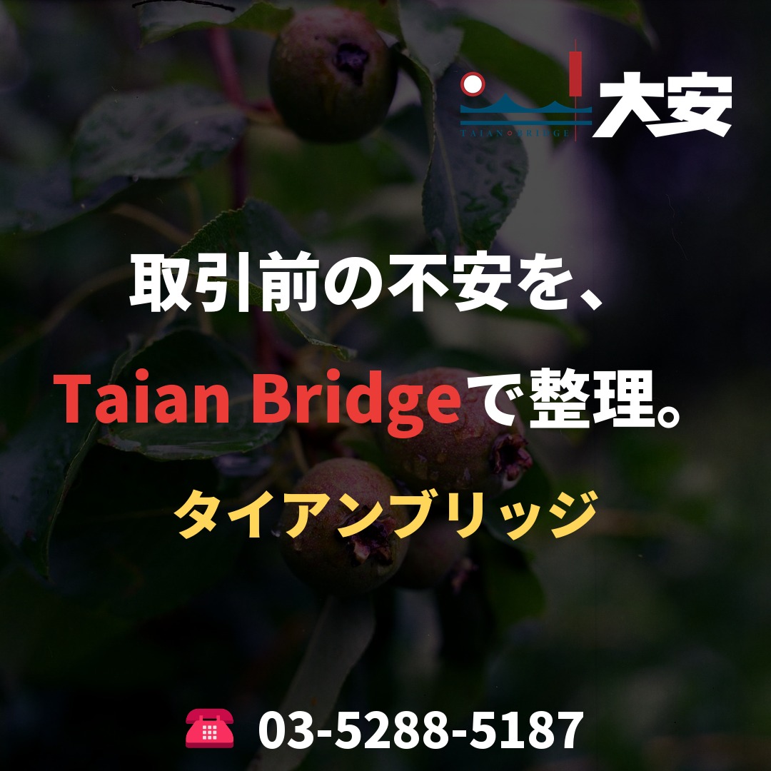 取引前の不安を、Taian Bridgeで整理。