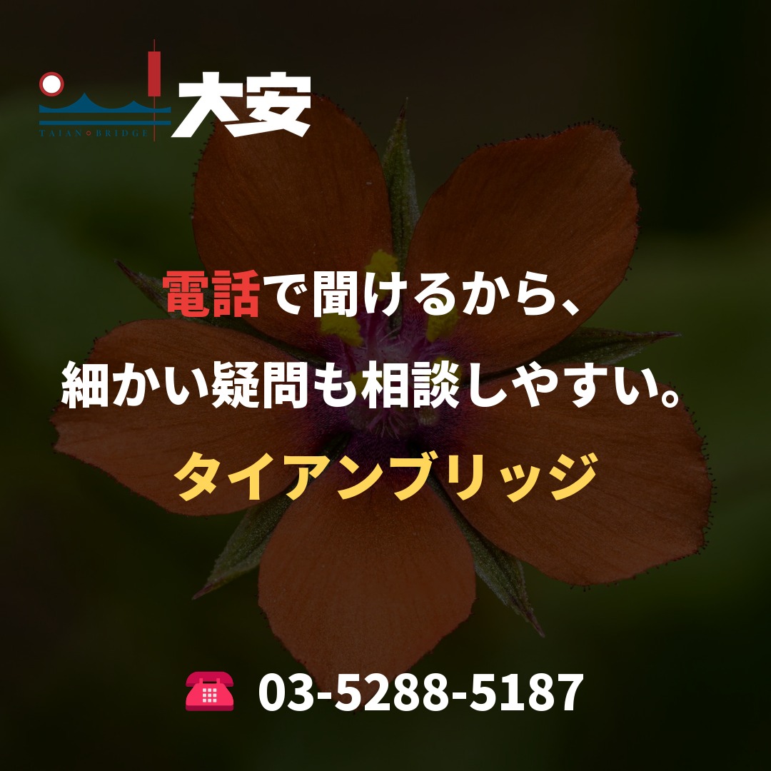 電話で聞けるから、細かい疑問も相談しやすい。|タイアンブリッジ