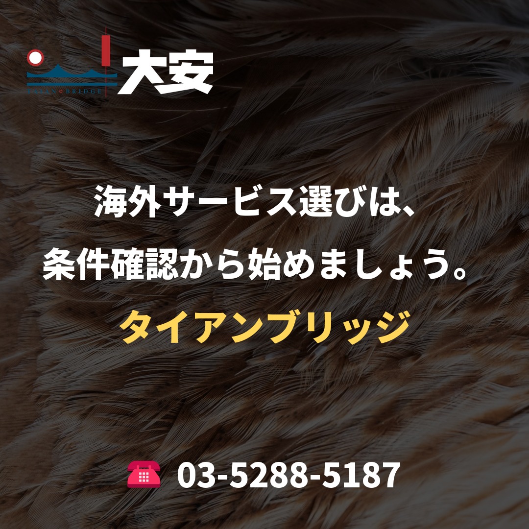 海外サービス選びは、条件確認から始めましょう。｜タイアンブリッジ