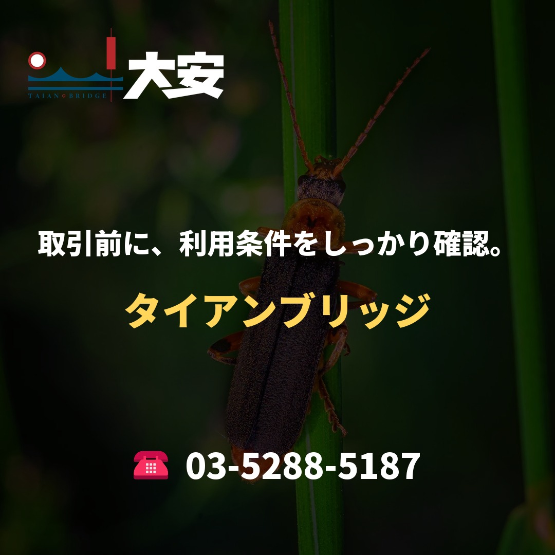 取引前に、利用条件をしっかり確認。｜タイアンブリッジ