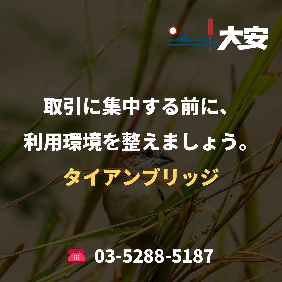 取引に集中する前に、利用環境を整えましょう。｜タイアンブリッジ