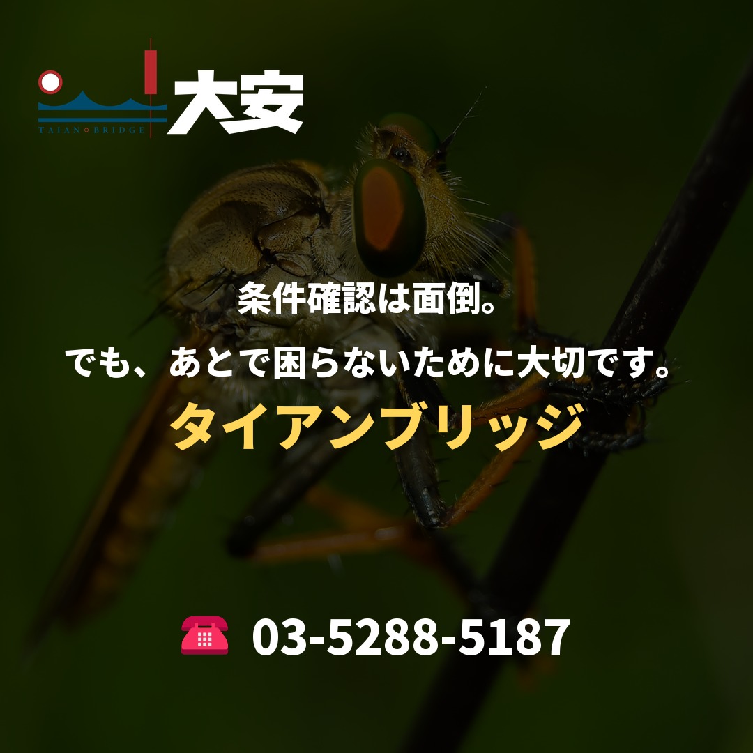 条件確認は面倒。でも、あとで困らないために大切です。｜タイアンブリッジ